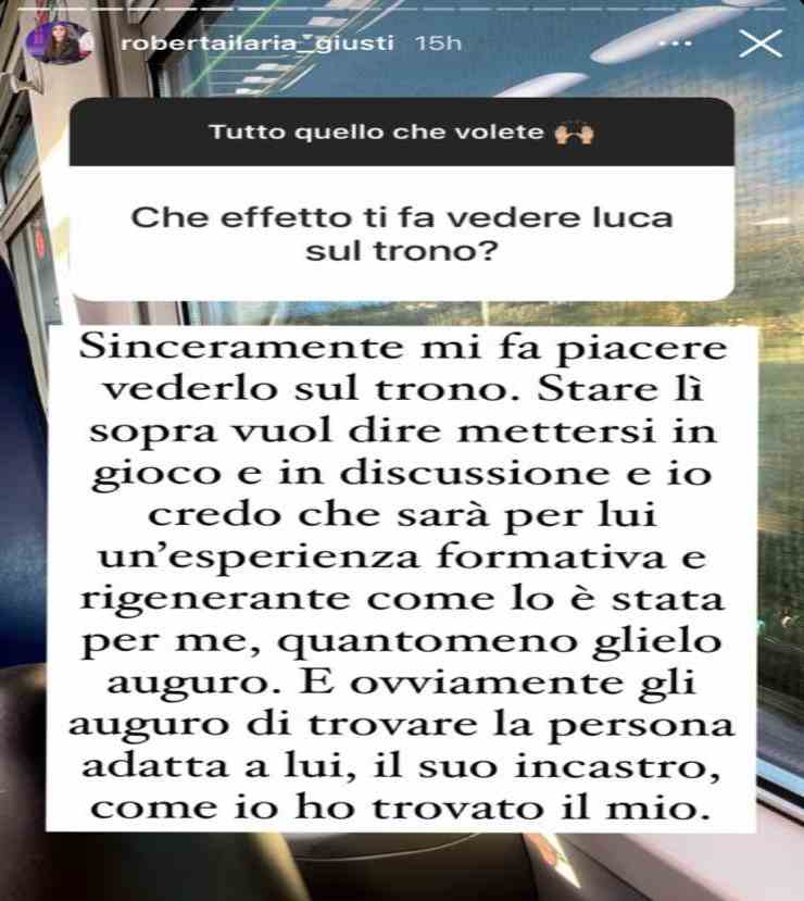 Uomini e Donne, Roberta su Luca-Political24