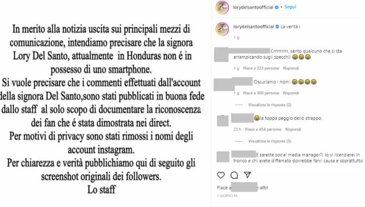 Lory Del Santo commenti Political24