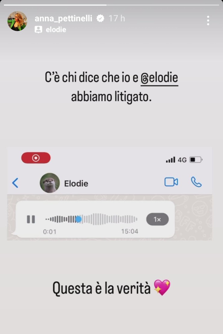 Anna Pettinelli Elodie audio Instagram - 04072022 - political24