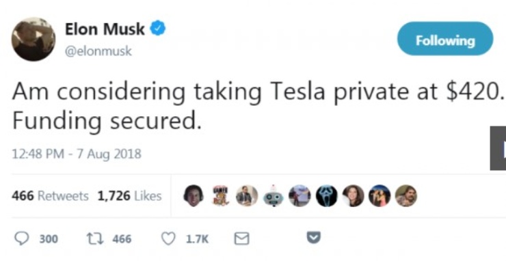 Elon MusK, il tweet 